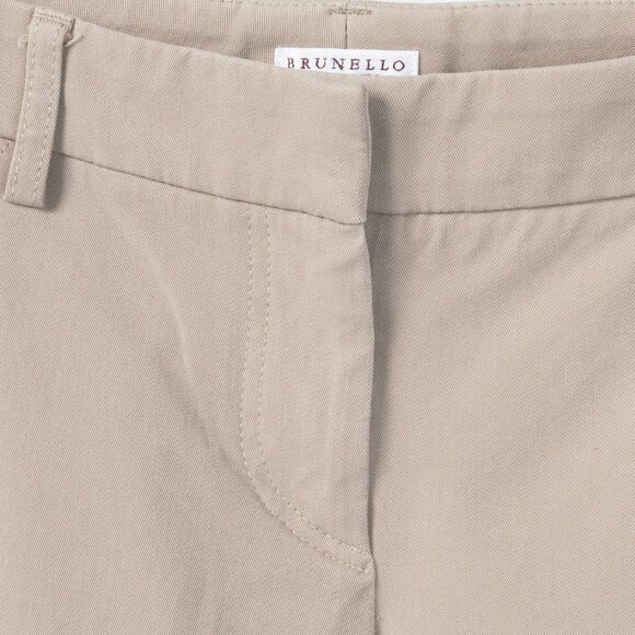 Brunello Cucinelli Khaki Cotton-Twill Skinny Pants - Picture 6 of 11